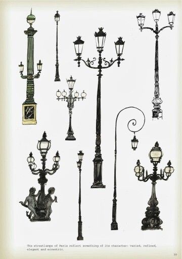 ♥ Jason Brooks, Lantern Tattoo, Urban Lighting, Street Lights, Paris Print, Street Lamp, Architecture Sketch, Street Light, Pretty Tattoos