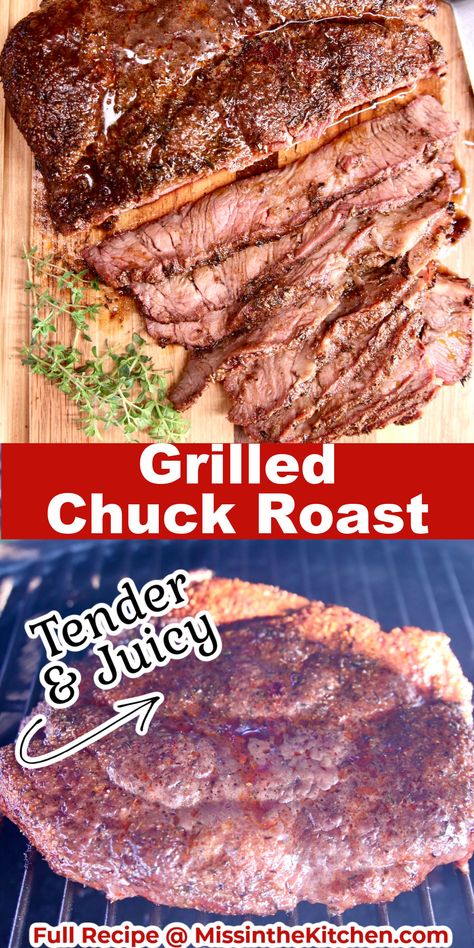 Chuck Roast Grilled, Grilled Chuck Roast, Grilled Roast Beef, Beef Shoulder Roast, Chuck Roast Recipe, Best Roast Beef, Roast Steak, Chuck Roast Recipes, Bbq Roast