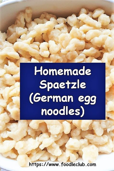 Spaetzle is a delicious dish of homemade noodles that go perfectly with a stew or a goulash.  Learn how to make spaetzle at home by following these easy step-by-step instructions.  #foodleclub #homemade #germannoodles #noodles #spaetlze How To Make Spaetzle, Easy Homemade Noodles, German Noodles, Drop Dumplings, Spaetzle Recipe, German Food Authentic, Frugal Cooking, Homemade Egg Noodles, German Dishes