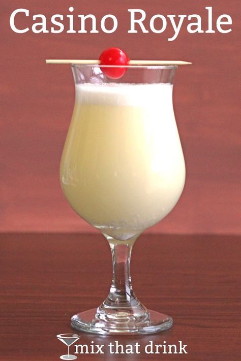 The Casino Royale cocktail was probably named after the first James Bond novel, and it has gin, lemon juice and maraschino liqueur. Plus an egg yolk, which adds a rich, silky texture to the drink. Party Outfit Plus Size, Maraschino Liqueur, Casino Party Foods, James D'arcy, Poker Party, Casino Night Party, Casino Night, Casino Royale, Casino Party