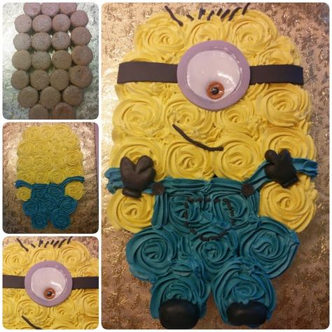 Minion Cupcake, Pull Apart Cupcake, Ladybug Cupcakes, Easy Minecraft Cake, Pull Apart Cupcake Cake, Pull Apart Cake, Cake Pulls, Minion Cupcakes, Snowman Cupcakes