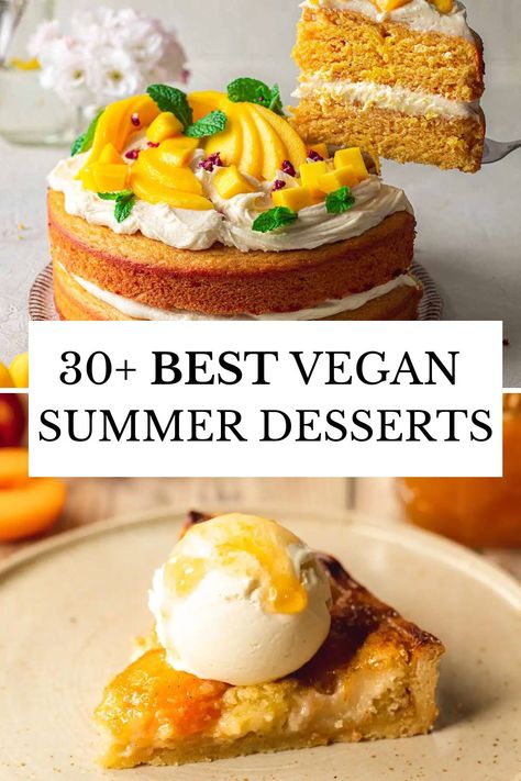 vegan summer desserts Vegan Bbq Dessert, Vegan Summer Dessert Recipes, Summer Desserts Vegan, Vegan Fruit Dessert, Summer Desert Recipes, Vegan Summer Desserts, Vegetarian Dessert Recipes, Vegan Summer Dinner, Summer Baked Goods