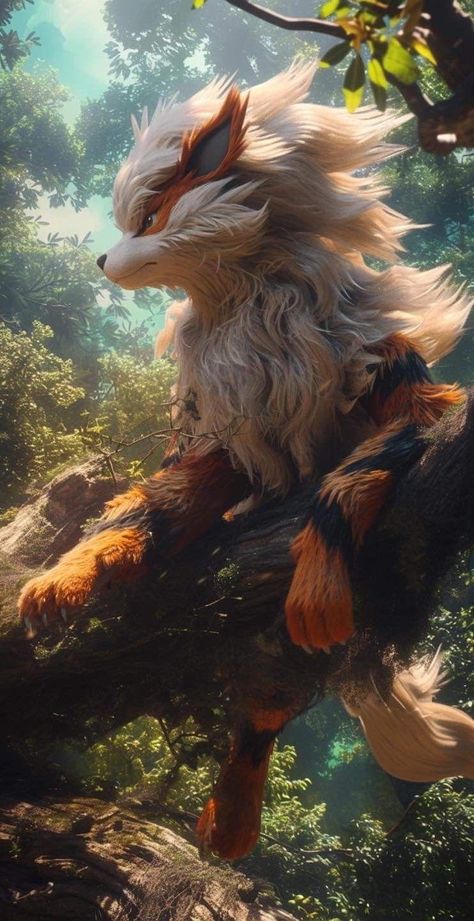 Arcanine Wallpapers, Growlithe Pokemon, Arcanine Pokemon, Pokemon Official Art, Dreamy Night Sky, Pokemon In Real Life, Pokemon Realistic, Real Pokemon, Dreamy Night