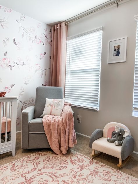 Soft rose petal, cream, and grey colors girl nursery. Tan Nursery, Nursery Gray, Baby Olivia, Baby Room Inspiration, Grey Nursery, Soft Rose, Girl Decor, Nursery Ideas