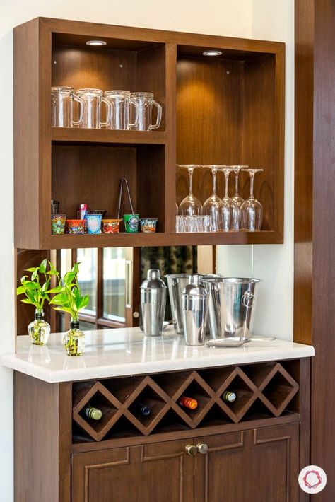 Cabinet For Crockery, Bar Counter Design Home, Crockery Cabinet Design, Showcase Designs, Crockery Cabinet, Crockery Unit Design, Bar Counter Design, Home Bar Cabinet, Showcase Cabinet