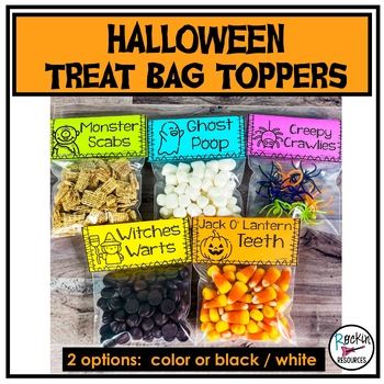 Simple Halloween Treat Bags, Halloween Goodie Bag Ideas, Christian Halloween Treats, Halloween Bag Toppers, Halloween Treat Bags Diy, Halloween Food Crafts, Halloween Treat Tags, Treat Bag Toppers, Halloween Snack