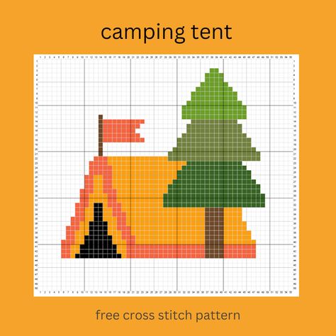 Keeping it Real: Camping tent - free cross stitch pattern Camping Cross Stitch Patterns, Cross Stitch Camping, Free Cross Stitch Pattern, Keeping It Real, Baby Knitting Patterns Free, Afghan Crochet, Stitch Ideas, Cross Stitch Cards, Little Designs