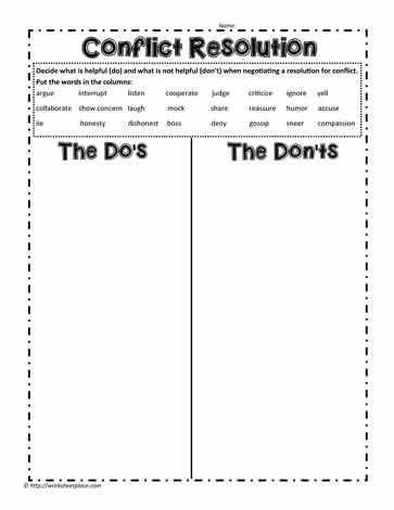 Do's and Don'ts of Conflict Resolution and many other teaching freebies for conflict resolution. Resolving Conflict Activities For Kids, Sibling Conflict Resolution Activities, Conflict Management Activities, Conflict Resolution Activities For Kids, Conflict Resolution Activities For Teens, Conflict Resolution For Adults, Conflict Resolution For Kids, Conflict Resolution Games, Resolutions For Kids