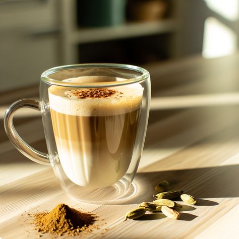 A fragrant and indulgent cardamom-infused latte that rivals your favorite coffee shop's version. Cardamom Latte, Popcorn Dessert, Mocha Macchiato, Espresso Dessert, Creme Brulee Desserts, Starbucks Hot Chocolate, Latte Starbucks, Hot Desserts, Dessert Truffles