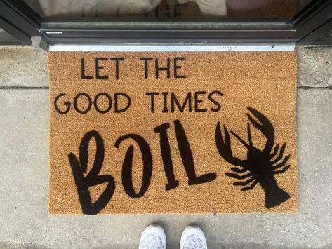 Let The Good Times Boil Crawfish Doormat, Funny Flocked Coir Door Mat, Mudbugs, Louisiana, Outdoor Welcome Mat, Custom Personalized Door Mat Outdoor Welcome Mat, Entryway Style, Coir Door Mat, Funny Welcome Mat, Doormat Funny, Funny Doormats, Design Text, Coir Doormat, Custom Doormat