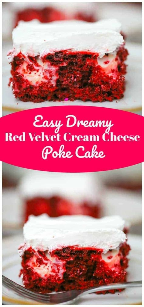 Cream Cheese Poke Cake, Red Velvet Poke Cake, After Dinner Dessert, Easiest Desserts, Velvet Desserts, Regular Cake, Red Velvet Desserts, Hut Ideas, Poke Cake Recipe