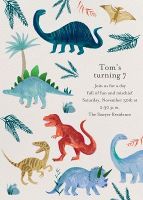 Online Birthday Invitations, Dinosaur Invitations, Dinosaur Themed Birthday Party, Dinosaur Birthday Invitations, Alternative Christmas, Paperless Post, Dino Birthday, Meri Meri, Dino Party