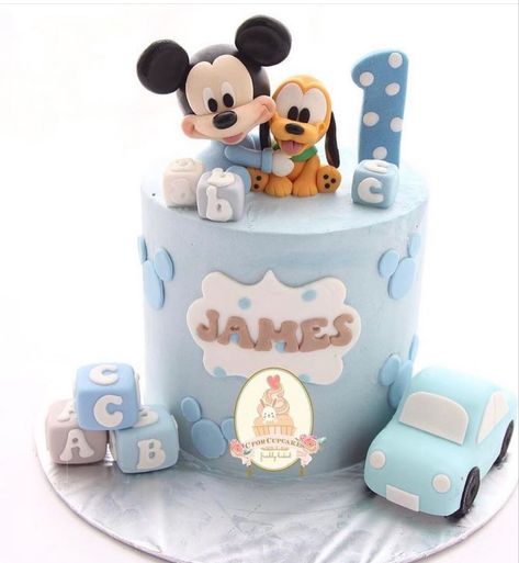 Baby Mickey Cake, Baby Mickey Mouse Cake, Mickey Birthday Cakes, Γενέθλια Mickey Mouse, Boys First Birthday Cake, Mickey First Birthday, Mickey 1st Birthdays, Mickey Mouse Birthday Cake, Boys 1st Birthday Cake