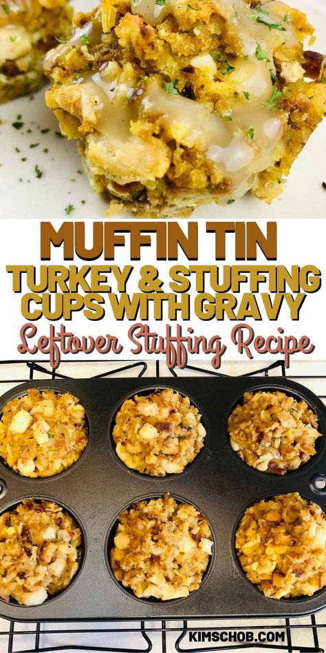 Leftover Turkey Stuffing Muffins, Stuffing Cups, Leftover Stuffing Recipes, Turkey Muffins, Hot Pocket Recipes, Stuffing Balls Recipe, Leftover Stuffing, Turkey And Stuffing, Thanksgiving Turkey Leftovers