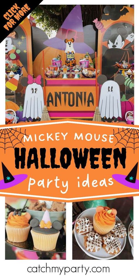 Mickey Mouse Halloween Party Ideas, Mickeys Halloween Birthday Party, Mickey Halloween Party Ideas, Mickey Halloween Party Decorations, Mickeys Not So Scary Birthday Party, Mickeys Not So Scary Halloween Party Diy, Mickeys Halloween Party, Mickey Trunk Or Treat, Disney Halloween Party Ideas