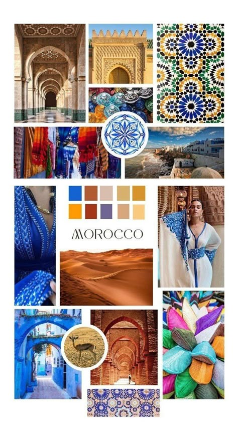 Theme Board Ideas Fashion, Portfolio Themes Ideas Inspiration, Morocco Mood Board, Morrocan Theme, Fashion Design Inspiration Board, Mood Board Fashion Inspiration, Morocco Fashion, Moroccan Style Interior, Fashion Portfolio Layout