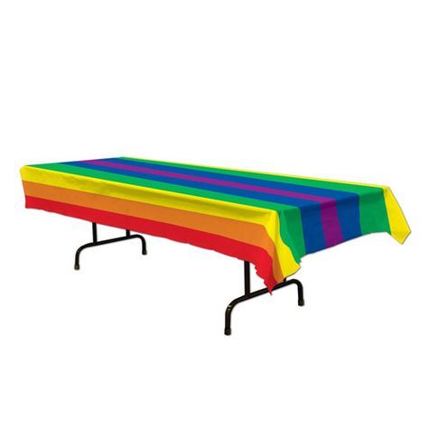 Beistle 54" X 108" Plastic Rainbow Tablecover (57947) Girl Scout Bridging, Rainbow Party Supplies, Baby Kostüm, Rainbow Parties, Hippie Party, Carnival Themed Party, Girl Scout Ideas, Rainbow Birthday Party, Plastic Table Covers