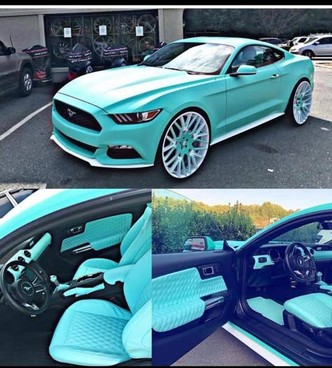 Car Mods Interior, Mustang Accessories, Teal Car, Blue Car Accessories, Blue Mustang, Truck Wrap, Car Paint Jobs, Ford Mustang Car, Fast Sports Cars