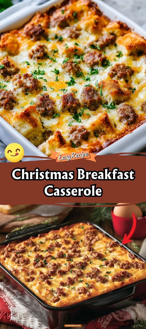 Wake up to the joy of Christmas morning with a hearty Christmas Breakfast Casserole. Layers of fluffy eggs, crispy bacon, and cheese atop a base of hash browns make this bake a festive and filling start to any holiday. It's a family favorite that captures the spirit of the season. #ChristmasBreakfast #HolidayEats #BreakfastCasserole Egg Bake Casserole Sausage Christmas Morning, Breakfast With Sausage And Eggs, Egg Casseroles For Brunch Christmas Breakfast, Breakfast Casserole With Heavy Cream, Christmas Egg Casserole Breakfast, Easy Christmas Morning Breakfast Sweet, Brunch Casserole Ideas, Breakfast Casserole With Canadian Bacon, Breakfast Holiday Ideas