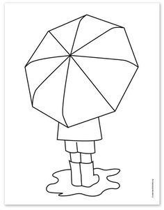 Open Umbrella Drawing, 5 Grade Art Projects, How To Draw An Umbrella, Umbrella Template Free Printable, Umbrella Art For Kids, Umbrella Art Craft, Umbrella Crafts For Kids, Umbrella Template, Umbrella Coloring Page