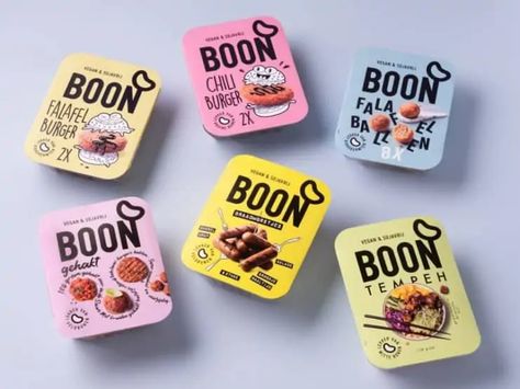 BOON Unveils New Packaging For Its Bean-Based Vegan Meats - vegconomist - the vegan business magazine Veggie Meat, Creative Wine Label, Frozen Food Packaging, Pet Food Packaging, Mushroom Stew, Milk Brands, Meat Alternatives, Food Branding, Bakery Logo