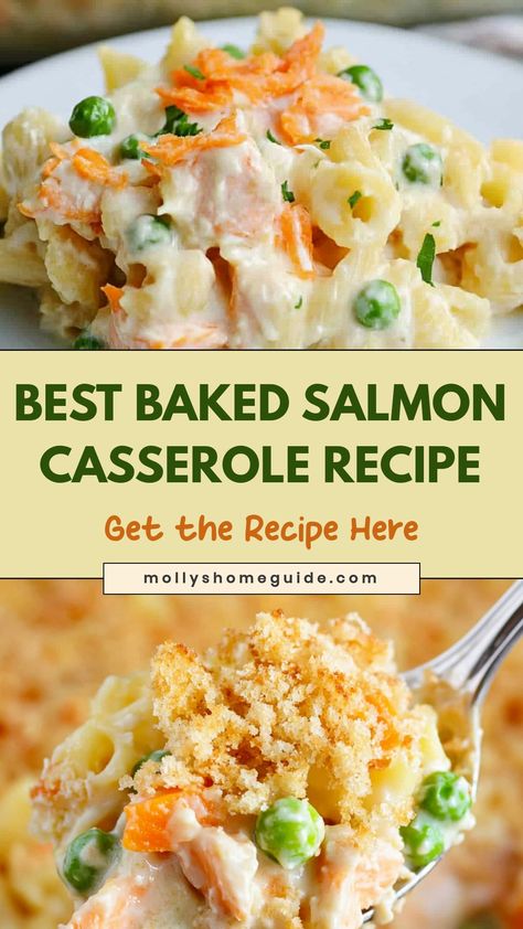 Looking for a delicious and easy dinner idea? Try this flavorful baked salmon casserole recipe that is sure to impress your family or guests. This dish is not only tasty but also healthy, packed with omega-3 fatty acids and protein from the salmon. The combination of tender salmon, creamy sauce, and crispy breadcrumbs creates a perfect harmony of flavors and textures. Whether you're hosting a dinner party or simply craving a comforting homemade meal, this baked salmon casserole is a great choice Salmon Baked Recipes, Best Baked Salmon, Salmon Casserole, Best Salmon Recipes, Homemade White Sauce, Citrus Salmon, Savory Salmon, Best Salmon Recipe, Best Salmon