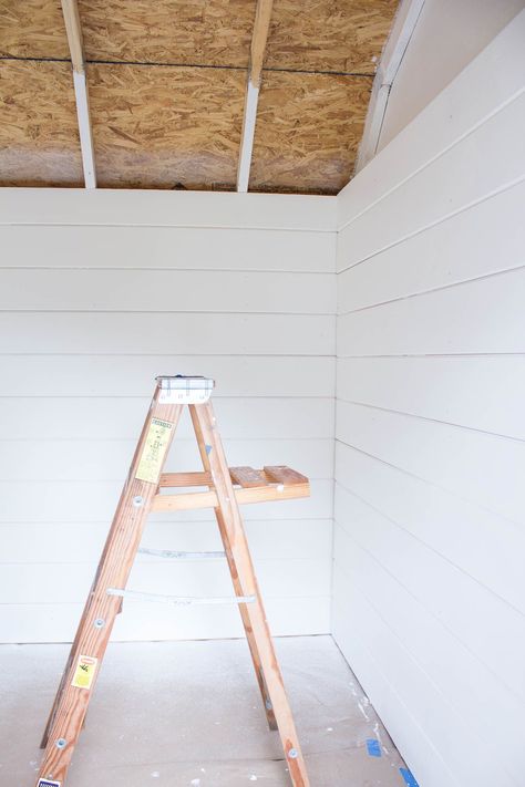 How to install shiplap walls - step by step tutorial plus everything you want to know about shiplap walls | Finding Silver Pennies #coastalinspiration #farmhouseinspiration #diy #shiplap #shiplapwalls Unfinished Basement Decorating, Kitchen Feature Wall, Fireplace Feature Wall, Painting Shiplap, Shed Makeover, Installing Shiplap, Shiplap Ceiling, Shiplap Walls, Shed Interior