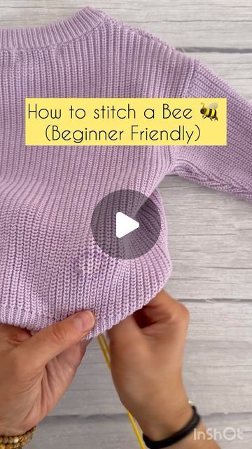 27K views · 2K likes | Hand embroided personalised jumpers - Pixie&Me on Instagram: "A super cute beginner friendly bumblebee to add to your projects!   Our DIY Kits are still in stock and selling fast!!   🐝🐝🐝🐝🐝🐝🐝🐝🐝" Embroidery Jumper Diy, Cross Stitch On Knitting, Embroidery On Jumper, Embroidery Baby Sweater, Embroidery Inspo Clothes, Toddler Embroidery Ideas, Embroidery On Sweaters Diy, Hand Embroidered Sweatshirt Diy, Embroidery Crewneck Ideas