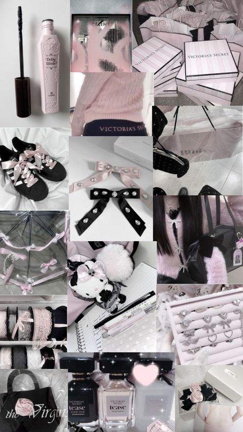 soft pink & black collage Black And Pink Girly Aesthetic, Black And Pink Collage, Black White Pink Aesthetic, Goth Princess Aesthetic, Black And Pink Coquette, Pink Acubi, Black And Pink Aesthetic, Black Princess Aesthetic, 2000s Stuff