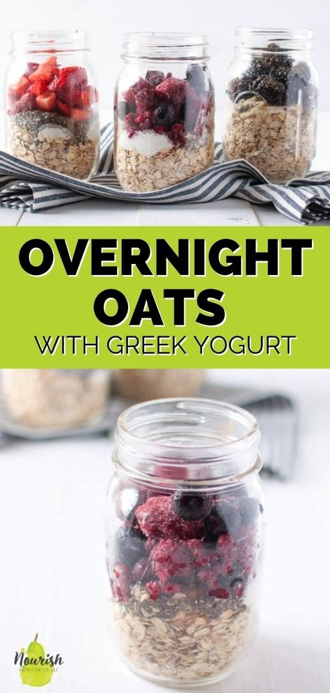 Rolled Oats Recipe Breakfast, Overnight Oats Greek Yogurt, Overnight Oats With Greek Yogurt, Oats With Greek Yogurt, Rolled Oats Recipe, Oats With Yogurt, Overnight Oats Recipe Easy, Oatmeal In A Jar, Oats Recipes Breakfast