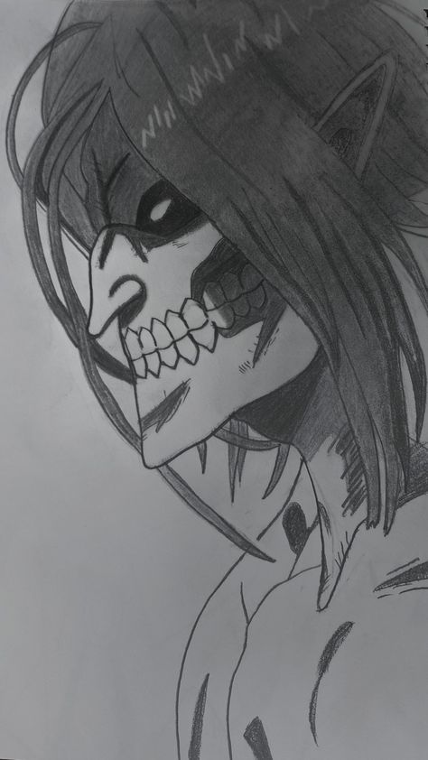 #erenyeager #attackontitan #anime #drawing #art #sketch #draw #aot #fanart #artist Titan Sketch, Eren Yeager Titan, Anime Drawing Art, Aot Fanart, Anime Canvas Painting, Anime Face Drawing, Animal Outline, Anime Drawing Sketches, Horse Sketch