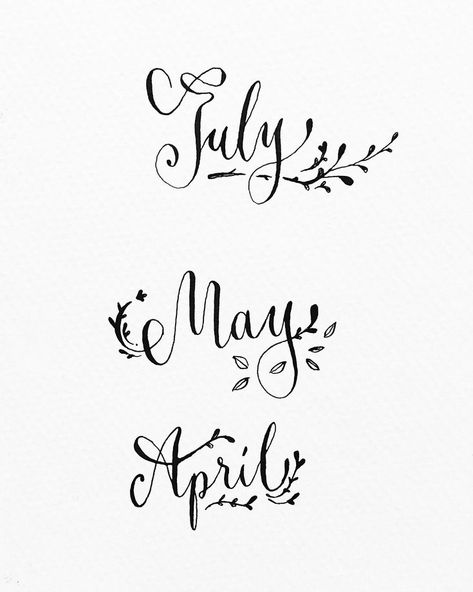 May 2018 April Calligraphy Hand Lettering, April In Cursive, May Handlettering, April Cursive, May Calligraphy, Months Calligraphy, Fonts Journal, April Font, July Calligraphy