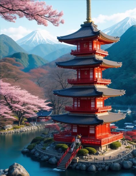 Traditional Asian Architecture, Asian Village, Chinese Buildings, Japanese Icon, Chinese Pagoda, Japanese Buildings, Japanese Pagoda, Japanese Shrine, Japanese Art Styles