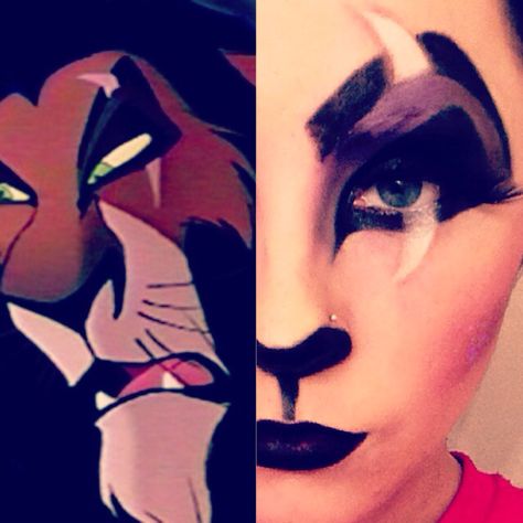 Lion king's Scar Halloween makeup Halloween Makeup Ideas For Women, Halloweenský Makeup, Diy Halloween Makeup, Drag Make-up, Halloween Makeup Diy, Halloween Makeup Ideas, Theatrical Makeup, Special Effects Makeup, Halloween Costumes Makeup