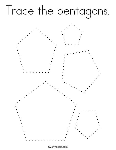 Trace the pentagons Coloring Page - Twisty Noodle Pentagon Tracing Worksheet, Pentagon Shape Preschool, Pentagon Worksheet Preschool, Pentagon Shape Activities For Preschool, Pentagon Activities Preschool, Daycare Worksheets, Shapes Tracing, Shape Worksheets For Preschool, Preschool Shapes