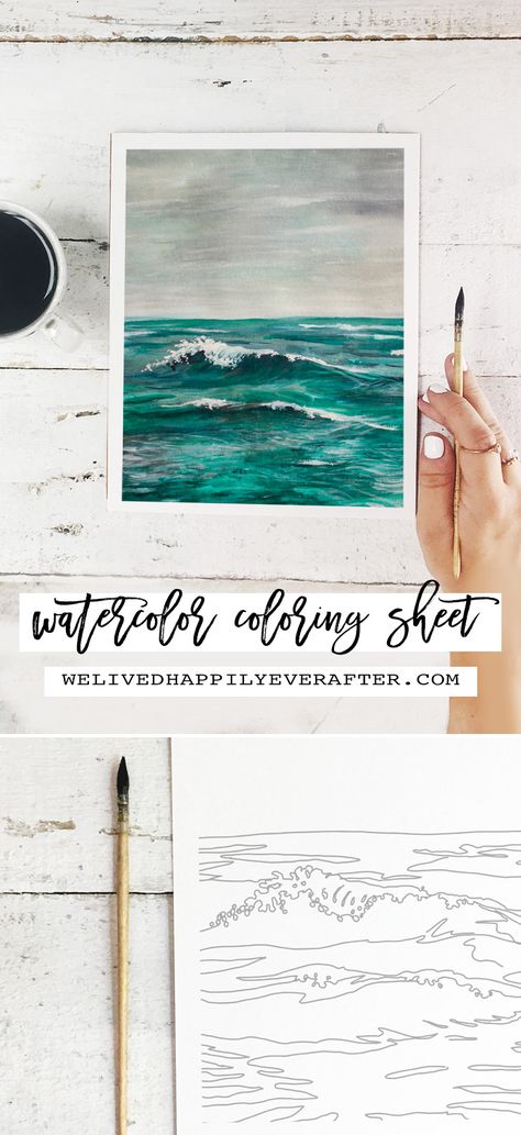 Girls Painting Party, Girls Painting, Colouring Sheets For Adults, Ocean Wave Painting, Diy Girls, Watercolor Wave, Painting Party, Watercolor Ocean, Wave Painting