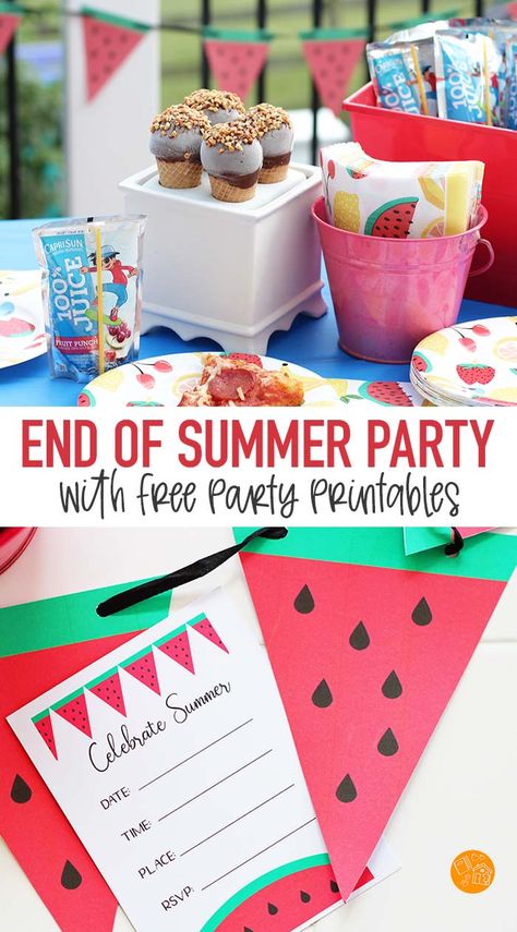 18birthday Party Ideas, Party Themes Summer, Watermelon Party Invitations, Playdate Ideas, End Of Summer Party, Host Party, Summer Kids Party, End Of Year Party, Summer Bash