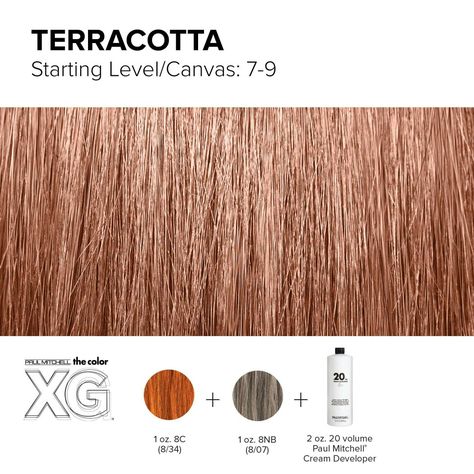 Color XG formula created by Paul Mitchell Paul Mitchell Color Formulas, Hair Color Swatches, Paul Mitchell Hair Products, Paul Mitchell Color, Color Formulas, Professional Hair Color, Creative Hair Color, Hair Color Formulas, Copper Hair Color