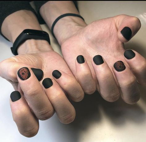 Mens Nails Black, Male Black Nails Design, Black Nails Men Design, Men Nails Black, Black Fingernails Men, Men Black Nail Polish, Black Nails Men, Black Painted Nails Men, Men’s Nail Art Black