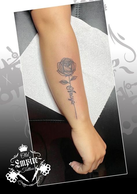 Black and grey rose with script in the stem! Thank you so much for coming in ❤️ #floraltattoo #rosetattoo #rosetattoodesign #oldempiretattoostudio #blackandgreyrealism #blackandgreyallday #manchester Rose Tattoo With Words As Stem, Rose Tattoo With Name, Empire Tattoo, Black And Grey Rose, Rose Tattoo Design, Side Tattoos, Name Tattoo, Word Tattoos, Rose Tattoo