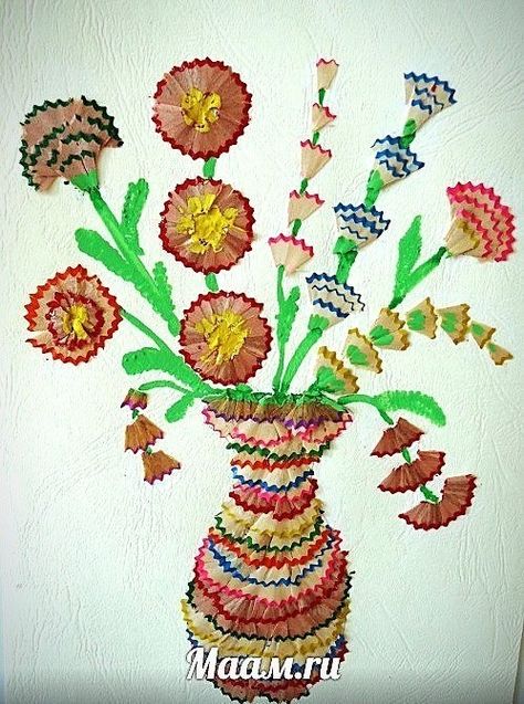 Waste Art, Pencil Crafts, Pencil Shavings, Simple Cards Handmade, Spring Crafts For Kids, Wall Hanging Crafts, Hanging Flower Wall, Diy Crafts For Kids Easy, Art N Craft