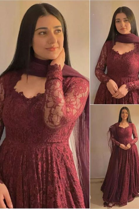 #SarahKhan looks pretty last night at #FalakShabbir's concert ❤ Simple Long Dress, Sarah Khan, Simple Frocks, Anarkali Dress Pattern, Simple Gowns, Simple Kurta Designs, Stylish Short Dresses, Pakistani Fancy Dresses, Pakistani Dresses Casual