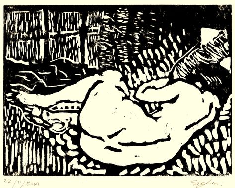 Reclining nude Lino print made and printed by me   dated and signed on heavy duty watercolour paper ready to send to one of my clients :') Lino Inspiration, Linocut Artists, Lino Cuts, Relief Printing, Lino Cut, Linocut Art, Watercolour Paper, Drawing Prints, Lino Print