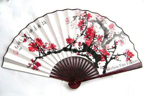 Cherry blossom design on the fan Wedding Favors For Principal Sponsors, Cherry Blossom Theme, Asian Party, Fan Tattoo, Chinese Fans, Chinese Fan, Chinese Paper, Japanese Fan, Vintage Fans