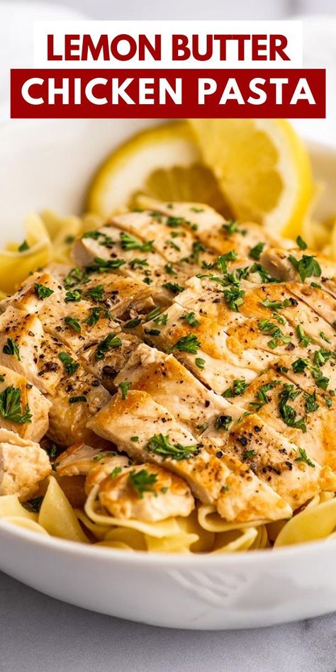 Lemon Butter Chicken Damn Delicious, Lemon Butter Garlic Chicken Pasta, Lemon Butter Feta Chicken Pasta, Easy Chicken Linguine Recipes, Chicken Pasta With Italian Dressing, Chicken Tenderloin Recipes With Pasta, Light Lemon Chicken Pasta, Buttered Noodles With Chicken, Chicken Tenderloin Pasta Recipes