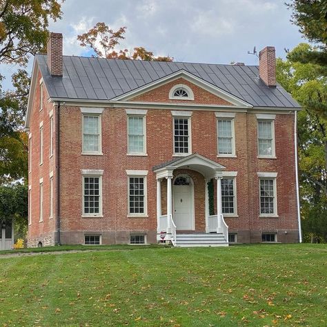 Federal House Exterior, Federal House, 19th Century House, Federal Style House, Neoclassical Home, Riverside House, Neoclassical Architecture, Brick Exterior House, Exterior Details