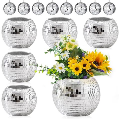 PRICES MAY VARY. Amazing Value Pack : The pack features 6Pcs disco ball vase , each 4 by 3 inches, along with 8Pcs charming mini disco balls that are 1.5 inches in diameter. Perfect for disco ball vases for centerpieces,disco ball planter for growing succulents,disco party decorations,disco ball decor,disco ball party decorations,disco party supplies,,disco ball table centerpiece decor,disco ball centerpieces for party table,disco ball bowl Wide Range Of Uses : Disco Ball Planter can be used as Disco Ball Vase, Flower Arrangement Birthday, Mini Disco Balls, Disco Ball Planter, Disco Ball Decor, Silver Disco Ball, Planting Plants, Disco Balls, Mirror Glass