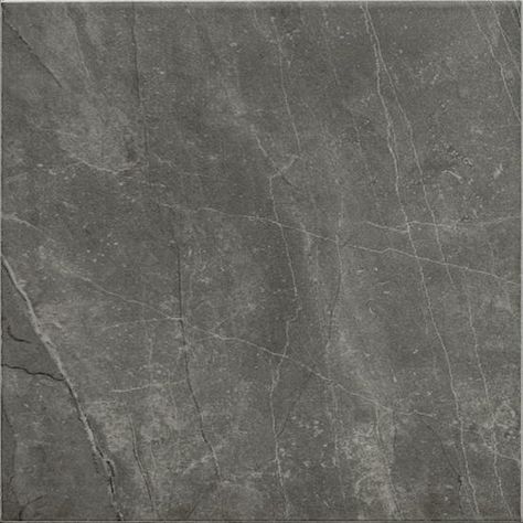 Olympia Tile - Venina (glazed vitrified ceramic - monocottura) - Black, matte finish - 12" x 12" - installed by builder Olympia Tile, Black Ceramic Tiles, New House Bathroom, Tiles Marble, Marble Finish, Granite Flooring, Vitrified Tiles, White Floors, Black Floor