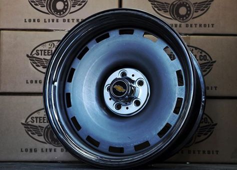 Dayton Rims, Detroit Steel Wheels, Vw Logo, Vw Wheels, Powder Coated Wheels, 5x100 Wheels, Custom Wheels Cars, Caddy Van, Edsel Ford