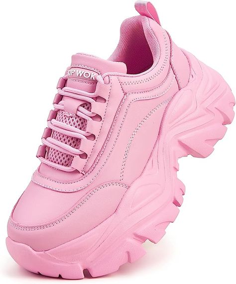 K KIP WOK Chunky Sneakers for Women Fashion Platform White Leather Casual Dad Shoes Comfortable Wedge Walking Sport Sneakers Chunky Platform Sneakers, Kd Sneakers, Ugly Shoes, Comfortable Wedges, Dad Shoes, Sport Shoes Women, Everyday Shoes, Sneakers For Women, Pink Sneakers